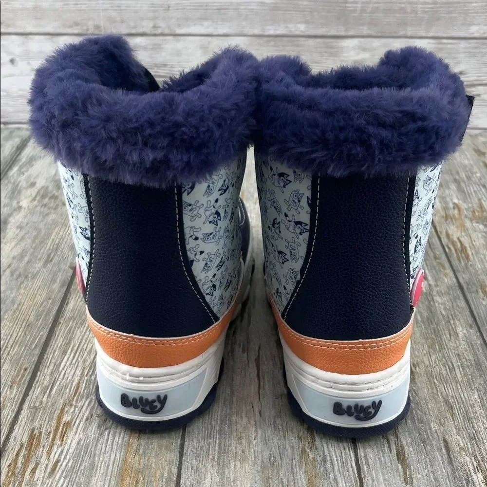 Toddler Bluey Winter Boot Shoes Faux Fur Trim Size 11